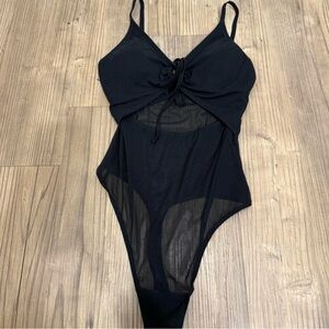 Hollister Black Mesh Tie Bodysuit